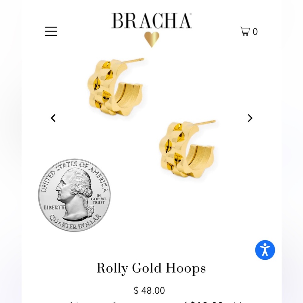 Bracha Rolly Gold Hoops - Picture 3 of 4